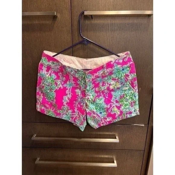 Lilly Pulitzer Adie Shorts Southern Charm Pattern Women's Size 2 Pink Green‎
