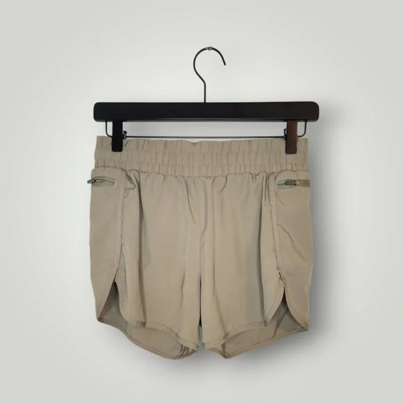 Women's athleisure shorts tan work out running shorts size small
