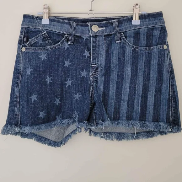 Rock & Republic Blue Jean Shorts with Distressed Hem‎