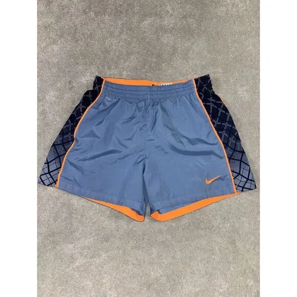Nike Womens Athletic Running Shorts blue orange Trim Size m 531774-494‎ VTG