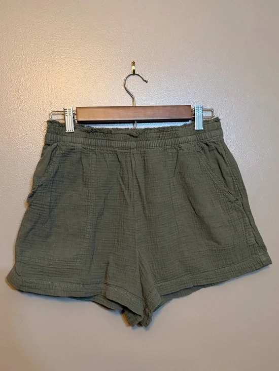 aerie Olive Green Casual Elastic-Waist Shorts