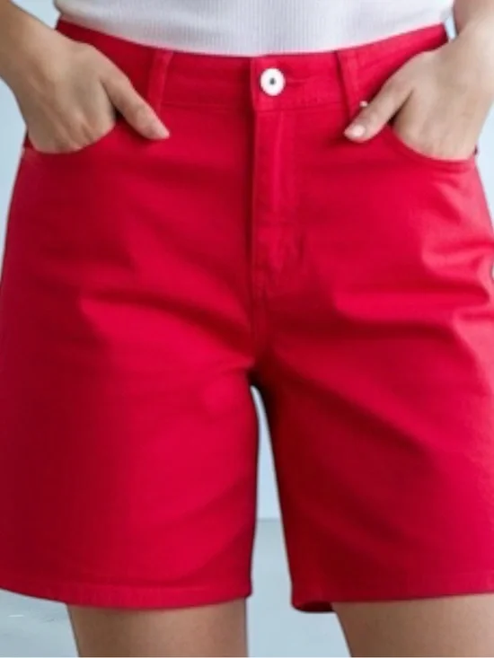 Lee Jean Women’s Casual Shorts In Colorful Red Cotton Blend Size 14