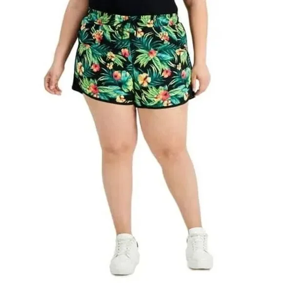 Ideology‎ Black Tropical Flower Shorts Size L