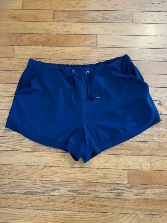 Avia Womens Athletic Running Shorts Navy Lined Drawstring Pockets XL 16 18