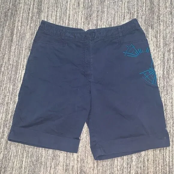 VTG Y2K Nike Golf Fit Dry Blue Bermuda Style Shorts Cuffed Hem’s Embellished‎ M