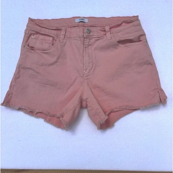 Kensie Jeans Pink Denim Cut Off Shorts Size 10/30 Frayed Hem Stretch‎ Salmon