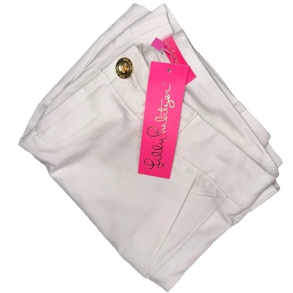 New Lilly Pulitzer Shara Mid-rise Stretch Resort White Shorts Size 0 Inseam‎ 7