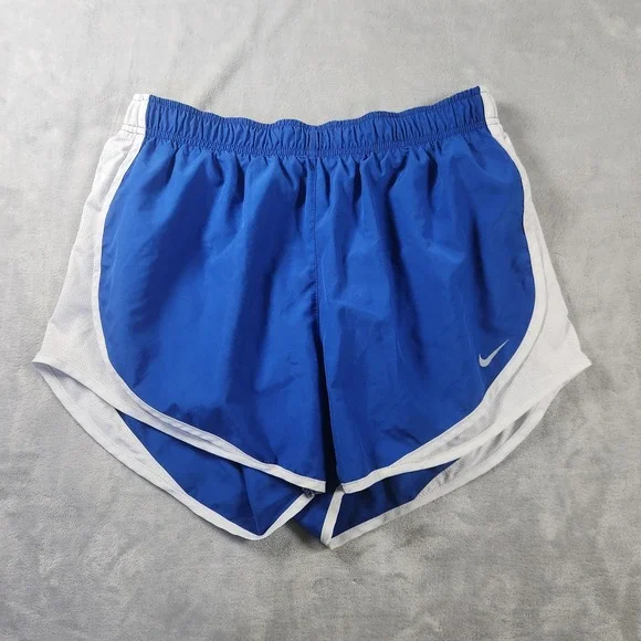Nike Dri Fit Tempo Shorts Womens L‎ Running Athletic Blue White Activewear