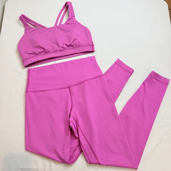 Lululemon Align Leggings and Free to Be Wild Bra Set Magenta Pink Womens