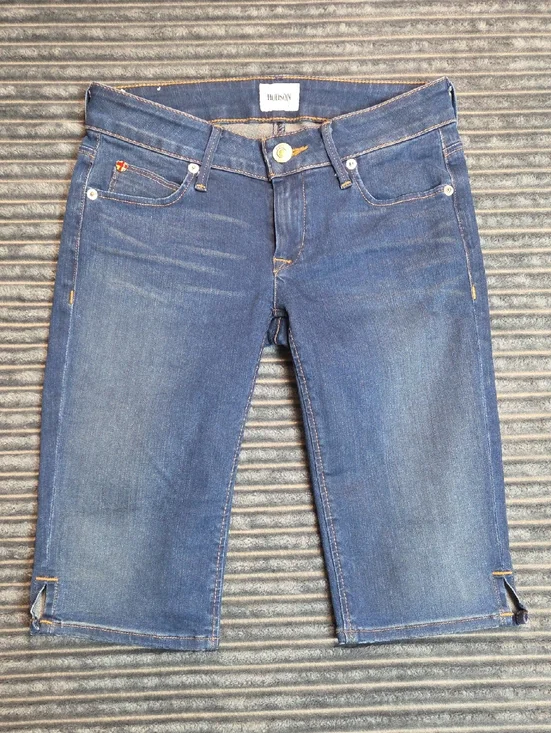 Hudson Jeans Indigo Cropped Denim Shorts with Side Slits