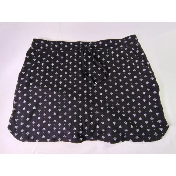 Croft & Barrow Womens XXL Black White Medallion Print Cotton Skort‎ Drawstring