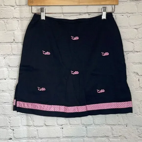 Vintage Bamboo Traders Black‎ Skort with Pink Whales size 4