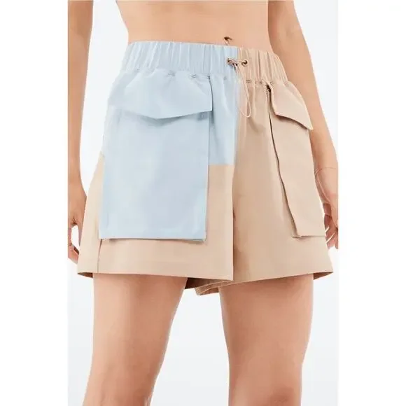 FABLETICS Anastasia Cargo Short in Light Brown and Light Blue Women's 2X