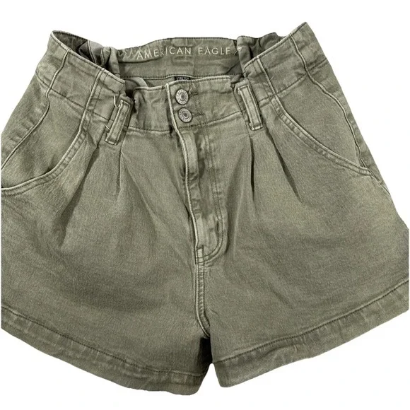 American Eagle Women's 6 Green Gray‎ Shorts Stretch Cotton Blend