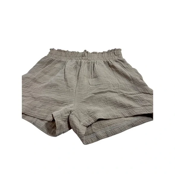 GeeGee Going For Comfort Shorts Taupe‎ Gauze Smocked Waist Womens Medium NEW