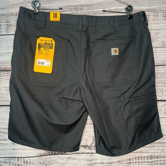 Carhartt Womens 18 Gray‎ Rugged Professional Series Flex Loose Fit Canvas Shorts