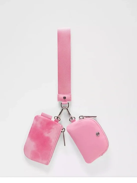 Lululemon Dual Pouch Wristlet Smoothie Print Strawberry Multi/Candy Cloud/Silver