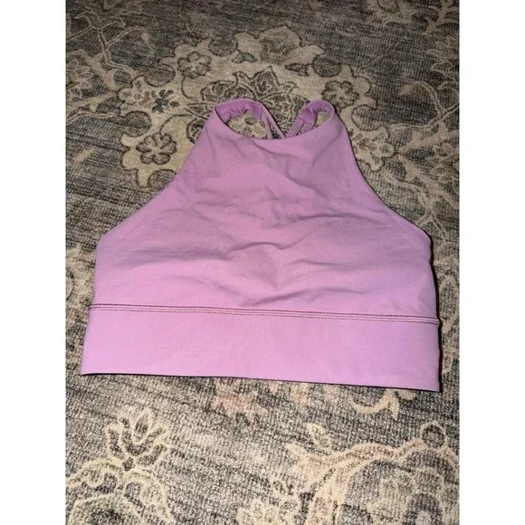 Lululemon Energy Bra High Neck Long Line Purple Sports Bra Strappy