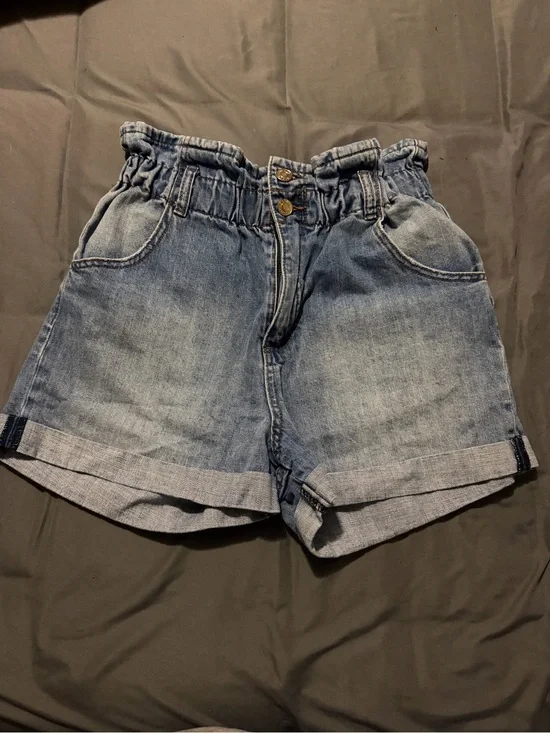 STS Blue High Waist Paperbag Denim Shorts Size 27 Blue Jean Shorts