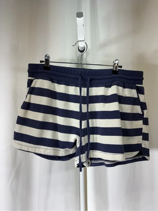 Maurices Navy & White Striped Knit Drawstring Athletic Shorts 3129