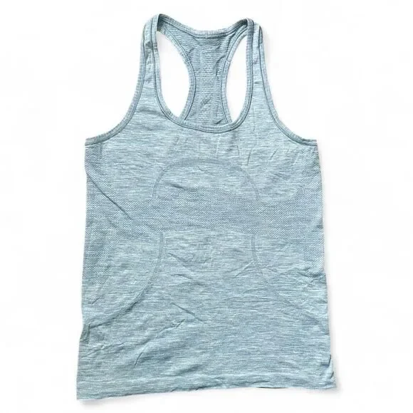 Lululemon Swiftly Tech Racerback Tank Heather Blue Size 8 Seamless Run Yoga Gym