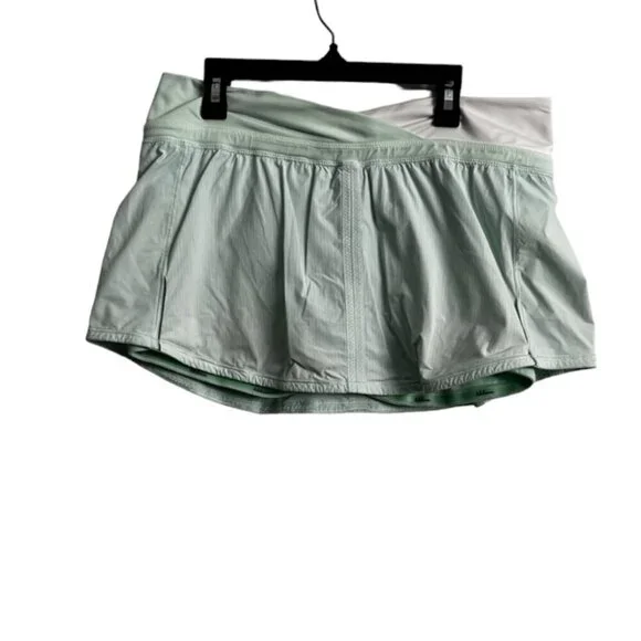 Lululemon Wagon Stripe Fresh Teal White Print Run Pace Skirt Skort