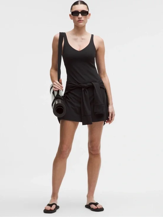 lululemon athletica Black Align Tank Dress with Scoop Neck