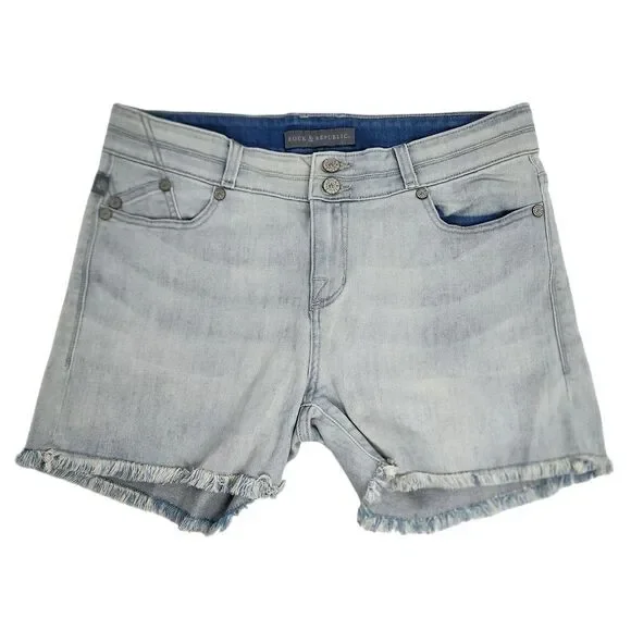 Rock & Republic Shorts Women's 12 Bonnaroo Denim Cut Offs Light Blue‎