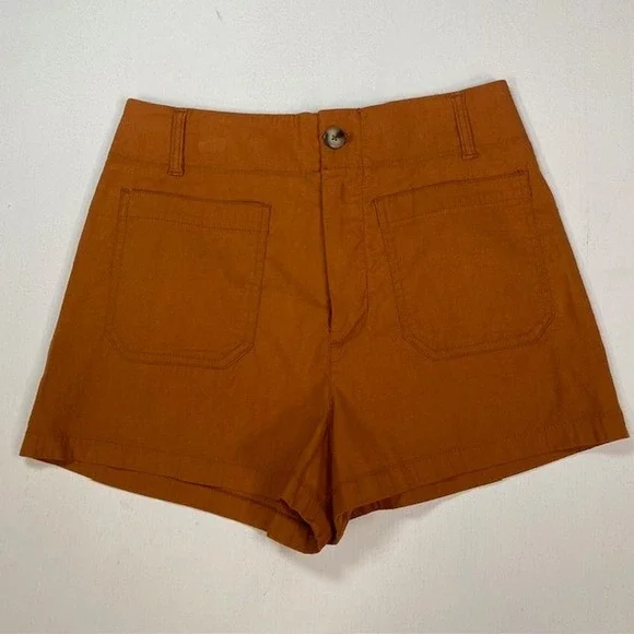 Maeve Anthropologie Colette Shorts Womens 30 Rust Orange High Rise Pockets