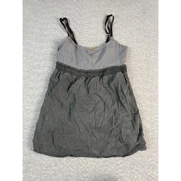 Lululemon Bliss‎ Babydoll Yoga Active Womens 9 Gray Striped Scoop Neck