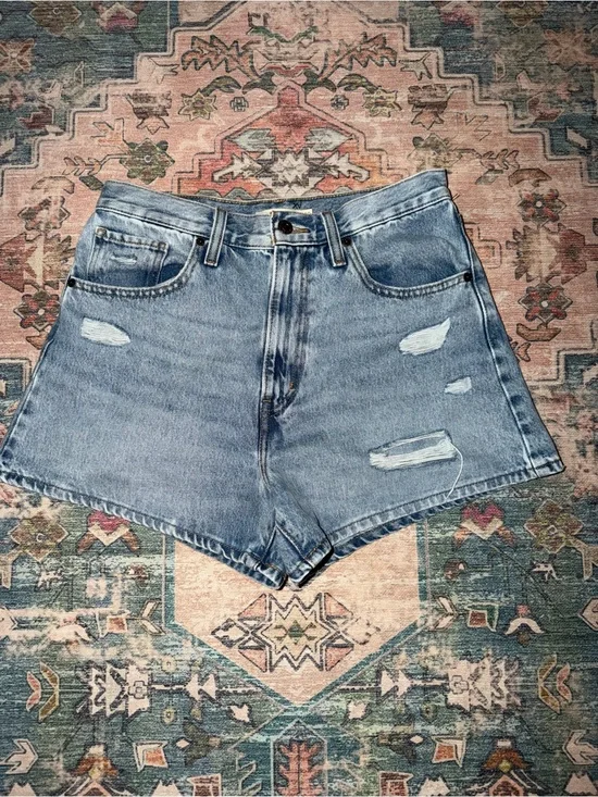 Levi's Light Blue Distressed Denim Cutoff Shorts