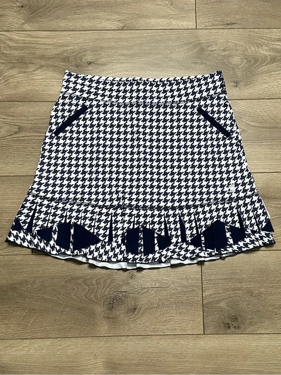 NWOT Sofibella 18” Printed Fringe Golf‎ Skirt Skort Navy Blue White Large