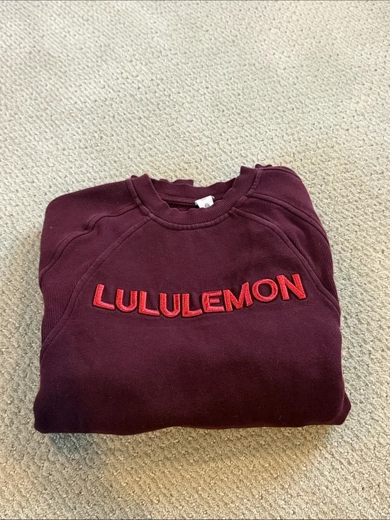 Lululemon Maroon Cropped Crewneck Sweatshirt with Red Logo