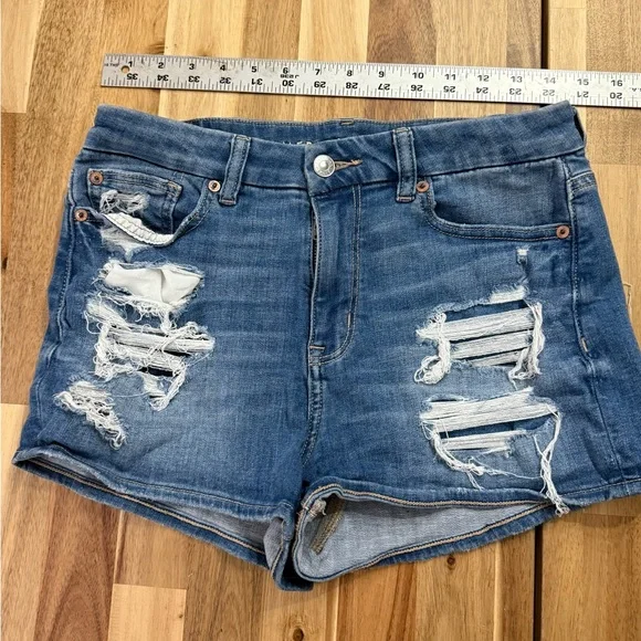 American Eagle Outfitters Blue‎ Distressed Jean Shorts