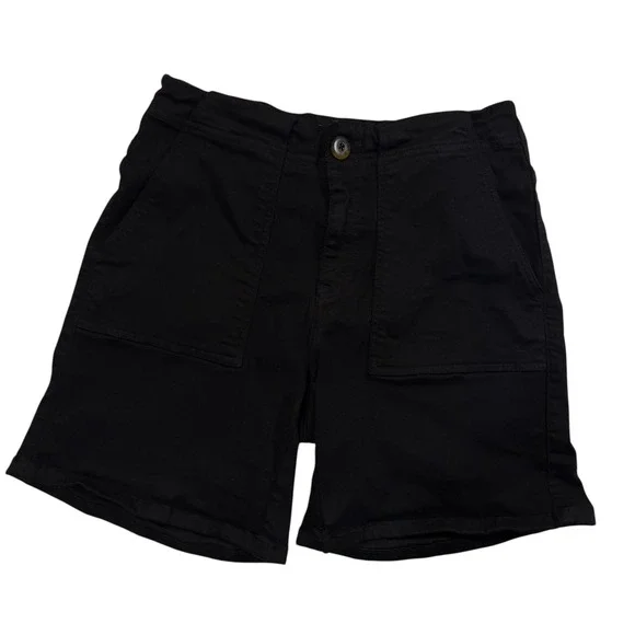 BKE Black Utility Patch Pocket Shorts Womens 26 Cotton Blend Stretch Mid Rise