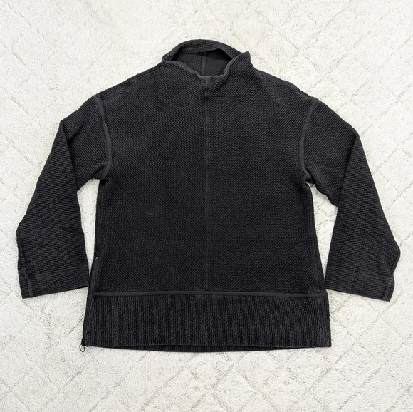 Lululemon Sweatshirt Womens 10 Black On Repeat Mock Neck Textured Cozy
