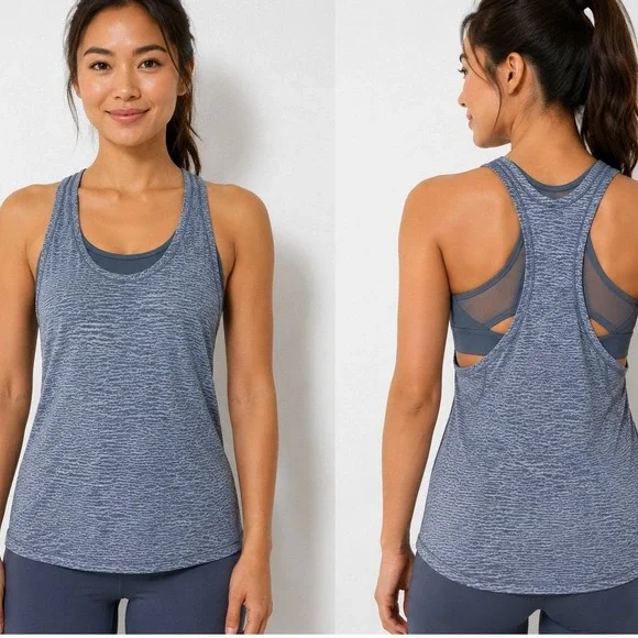 Lululemon No Limit Tank Top Womens 4 Gray Space Dye Built-in Bra Racerback‎ Yoga