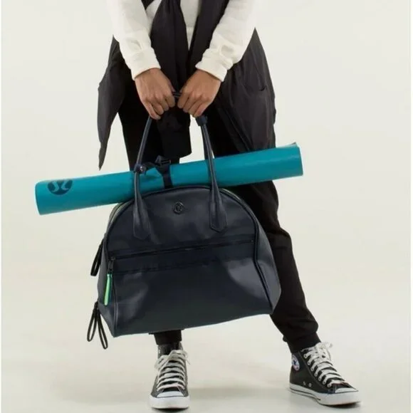 Lululemon Sweat Once A Day Black Gym Duffel Bag Yoga Travel Tote