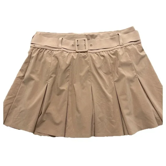NEW Offline By Aerie Women's L Real‎ Me Belted Pleated Skort Tan
