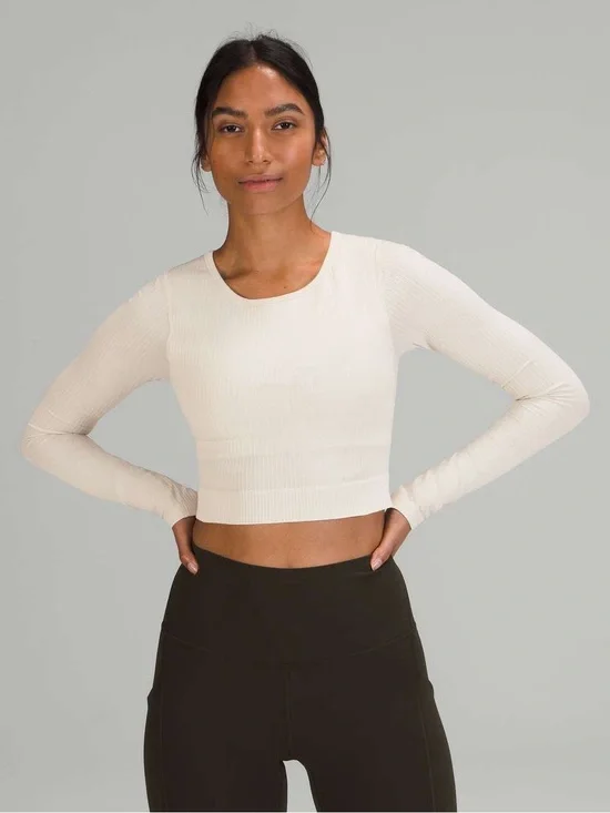 Lululemon Ebb to Street Long Sleeve Shirt In White Opal Size 4