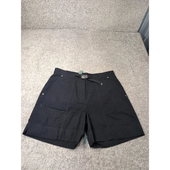 Lauren Ralph Lauren Black Cotton Canvas Utility Shorts Built in Belt Size 14‎