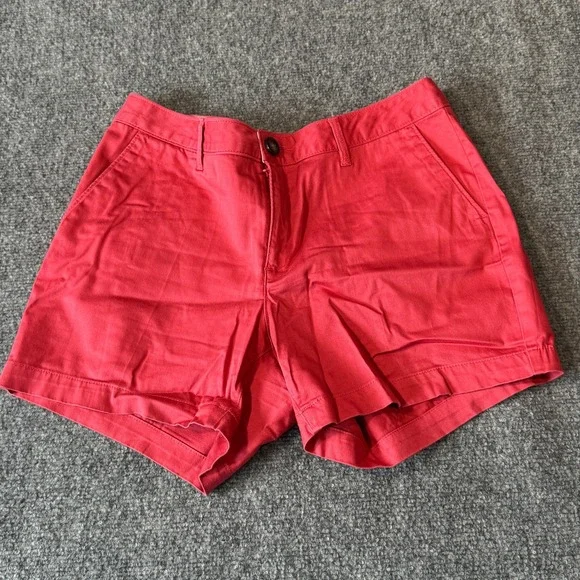 Dockers Womens Chino‎ Shorts Coral Pink Watermelon Red Stretch Size 8P Petite