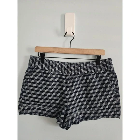 J CREW Jean Two‎ Tone Denim Geometric Mini Shorts Size 10