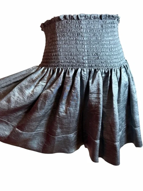 KOCH‎ Erica Steel Gloss Metallic Smocked Mini Skort Size M Made in USA