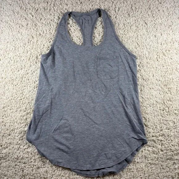 Lululemon Grey Racerback Tank Top With Pocket Athletic Athleisure‎ Size Medium