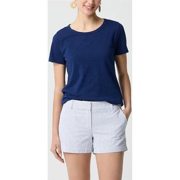 J.‎ Crew 3 1/2 Inch Seersucker Stripe Shorts Size 10 Blue White NWT $ 60