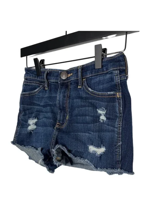 Abercrombie & Fitch Women's High Rise Distressed Cutoff Denim Shorts Blue Size 0