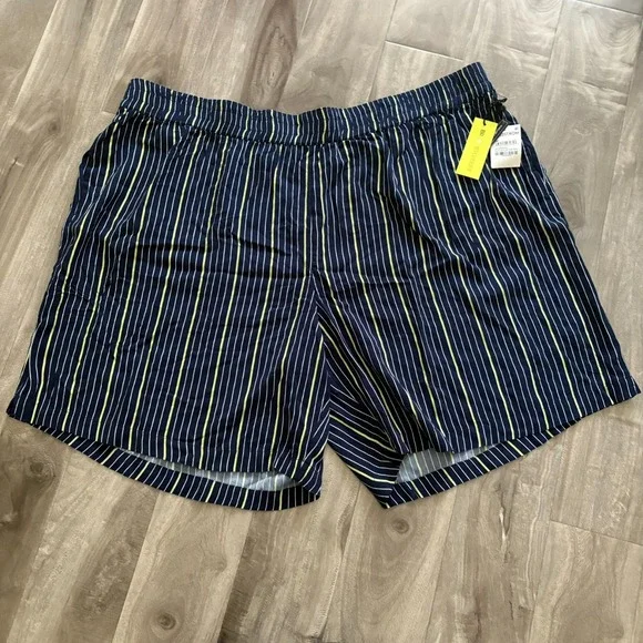 BP. The Label Nordstrom Striped womens Shorts Navy Yellow White 3X Elastic Waist