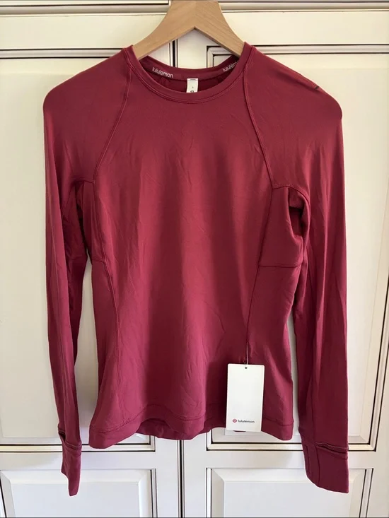 Lululemon It’s Rulu Run Long Sleeve Shirt Stretch Comfort Burgundy Womens Size 8