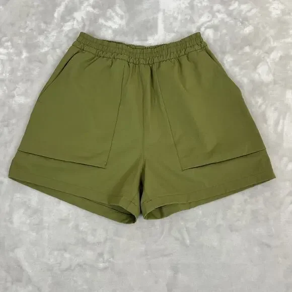 Lululemon Lab Shorts Womens 2 Green Relaxed‎ Fit Super High Rise 3